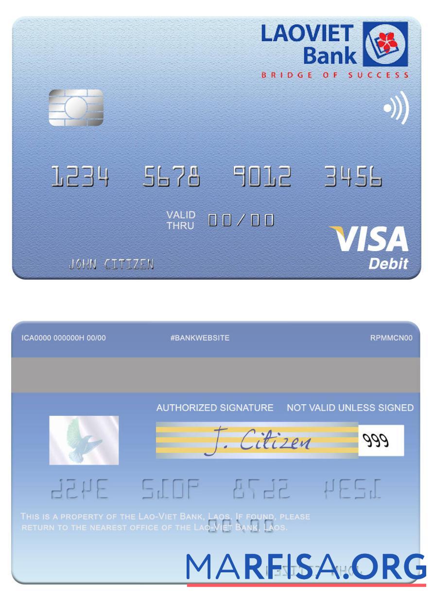 Blank Laos Lao Viet Bank visa debit card download for verification